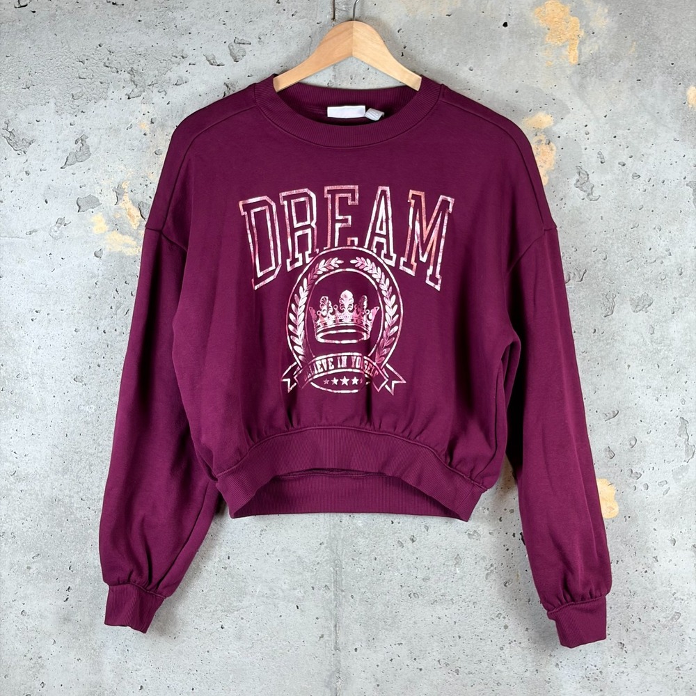 The Childrens Place Girls XL 14 Burgundy Dream Embellished Sweatshirt Pullover